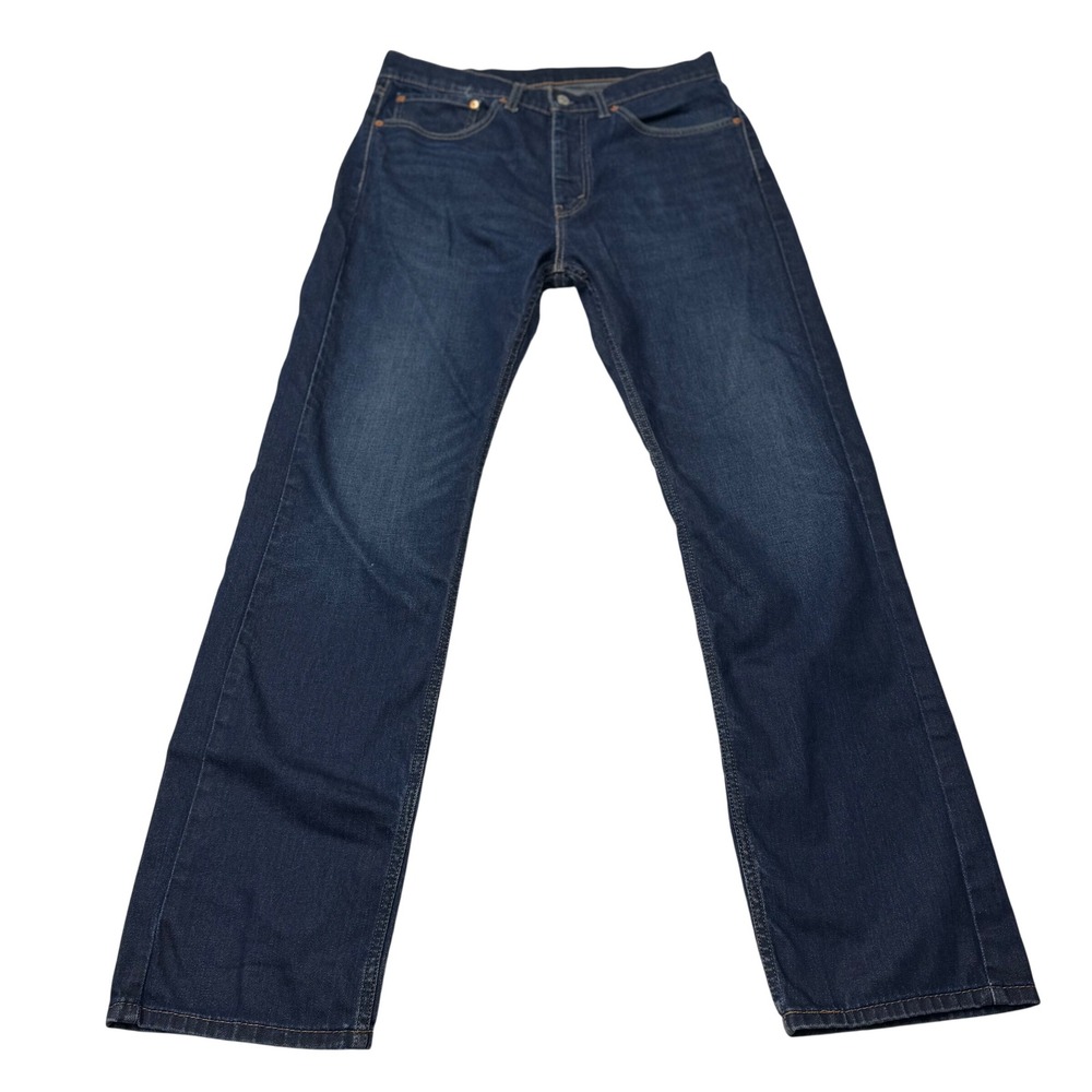 Levi's 505 Regular Fit Straight Leg Dark Wash Indigo Denim Jeans Mens 34x34